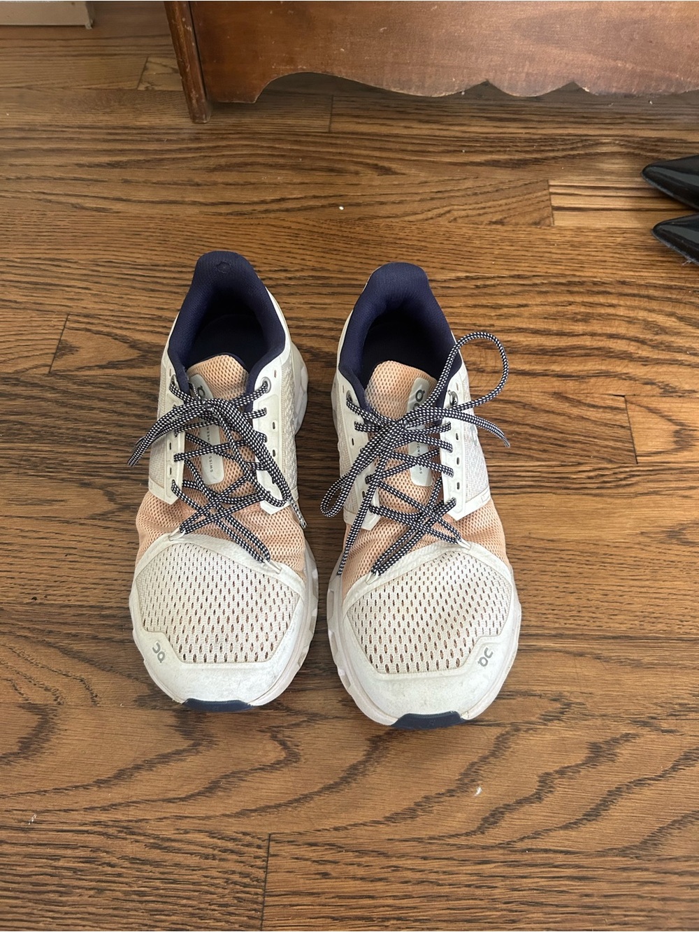 Women’s Athletic Lace-Up Sneakers - Cream & Navy Accent